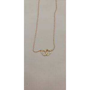 ATI 925 sterling silver rose gold vermeil interlocking double heart 18 inch neck